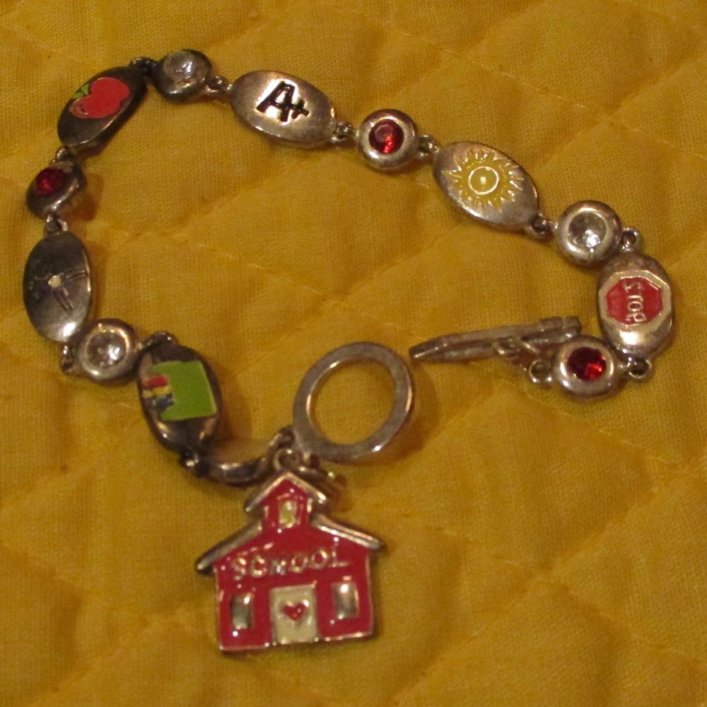 Teacher Bracelet with Dangling School House